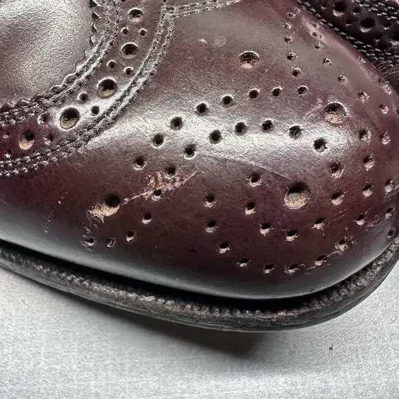 Men's Florsheim Imperial Kenmoor Longwing Oxfords Dress Shoes SZ 7.5 D Burgundy - Picture 3 of 16
